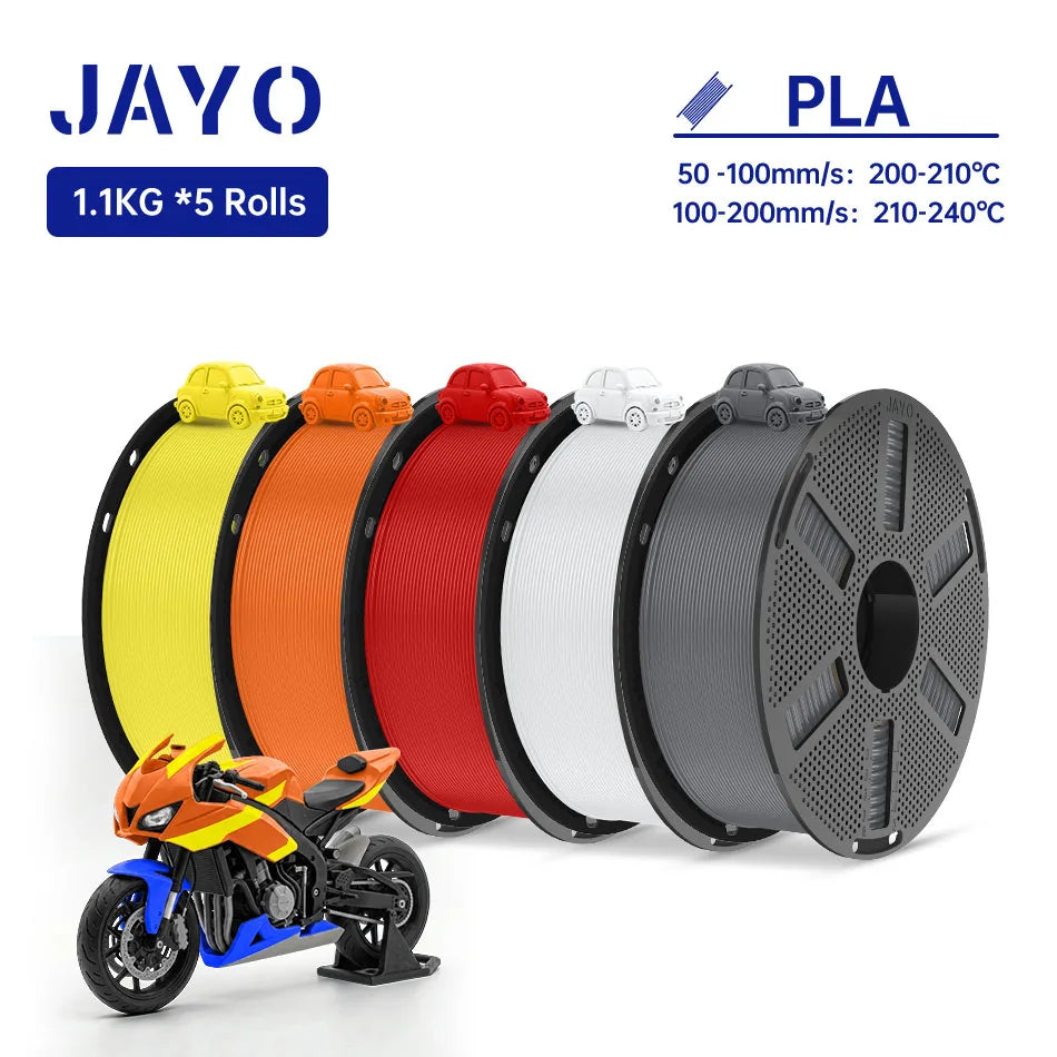 JAYO PLA Filament 1.75MM 5Rolls 3D Printer Filament PLA 100% No Bubble for FDM Coloful 3D Printing Material DIY Gift