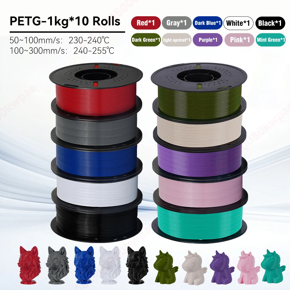 KINGROON 10KG 1.75mm PETG Filament High Quality 3D Printing Eco-friendly Plastic Material Vacuum Packaging 3D Printer Filament Fast Shipping