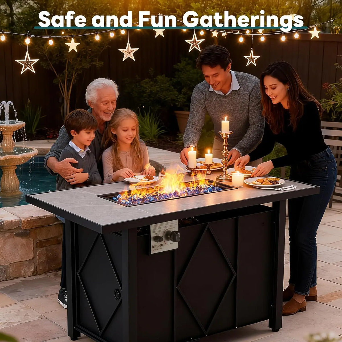 JHK Outdoor 43 Inch Propane Fire Pit Table 50,000 BTU Fire Pit for Outside Patio Garden Backyard Deck Balcony CSA Certification