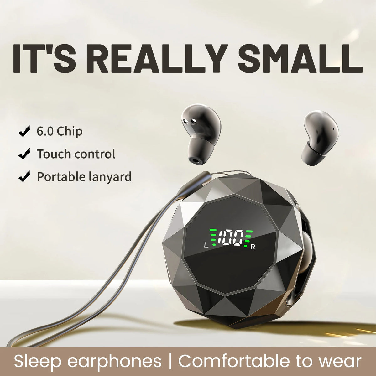 Mini Wireless Sleep Earbuds for Side Sleepers, Bluetooth 6.0 In-Ear Headphones with Noise Reduction, Ultra Small Hidden Earphones, Comfortable Fit for Long Wear & Deep Sleep & Birthday and Holiday Gifts