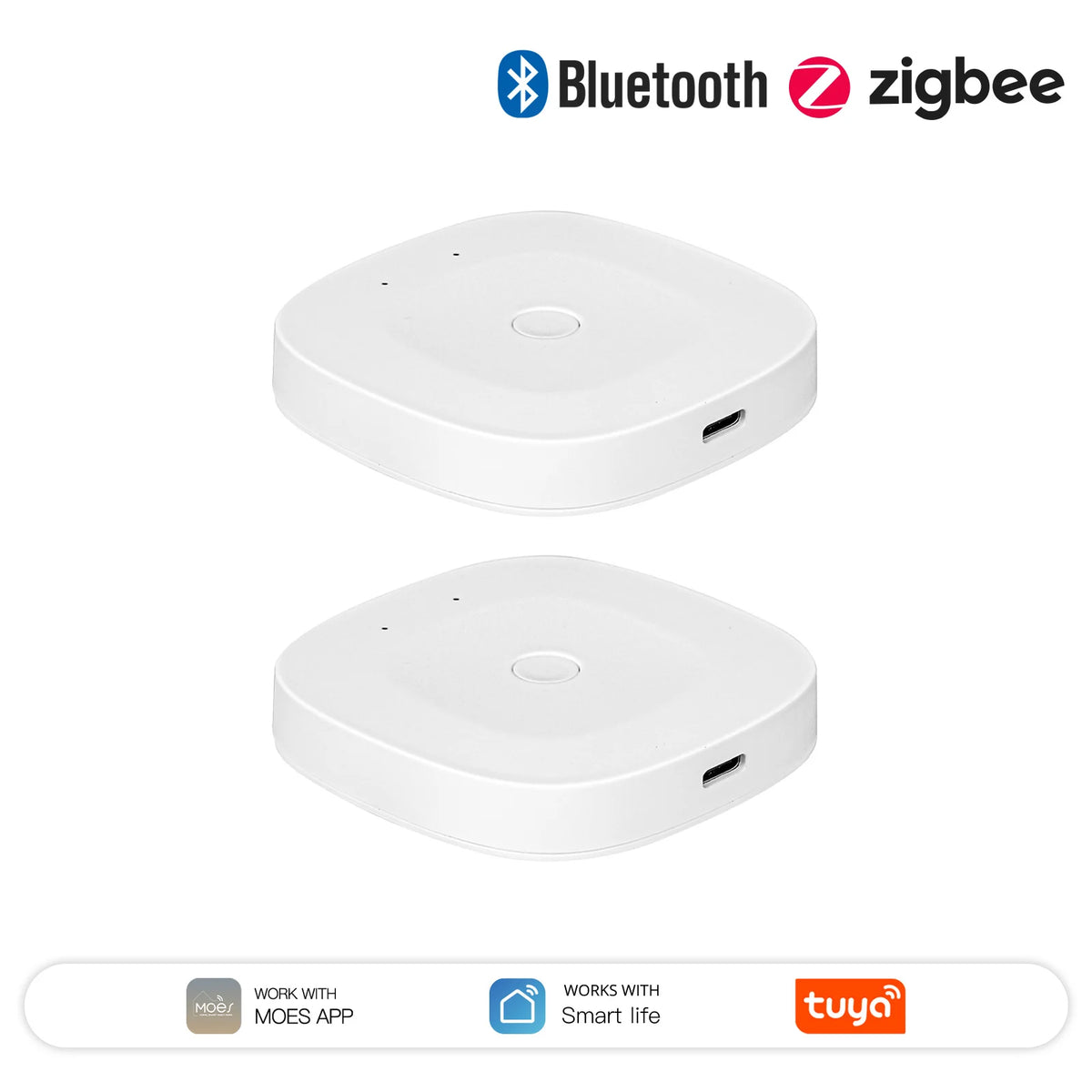 MOES Tuya Bluetooth/ZigBee/Multi-mode Gateway Hub Type-C Port Power Smart Home Automation Wireless Network With Alexa GoogleHome