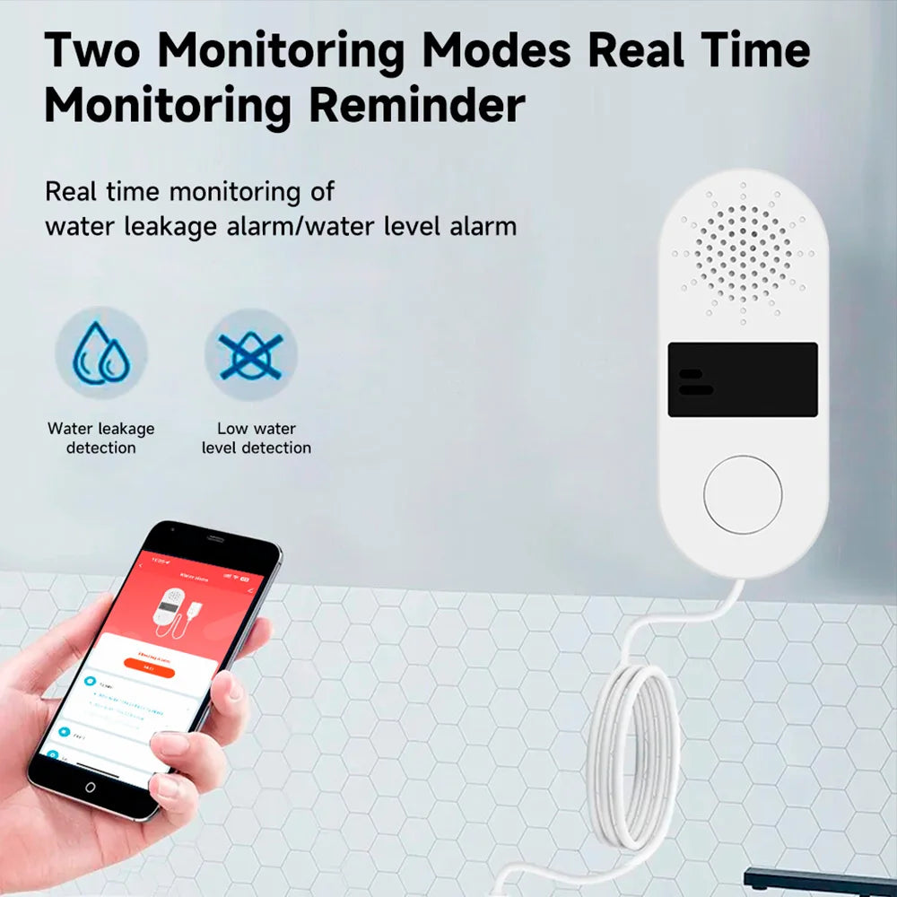 Tuya WiFi Water Leak Sensor 130DB Water Leak Detector Smart Life APP Notification Alerts,Water Flood Leak Alarm Home Security