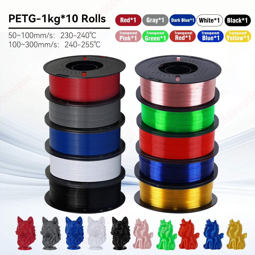 KINGROON 10KG 1.75mm PETG Filament High Quality 3D Printing Eco-friendly Plastic Material Vacuum Packaging 3D Printer Filament Fast Shipping