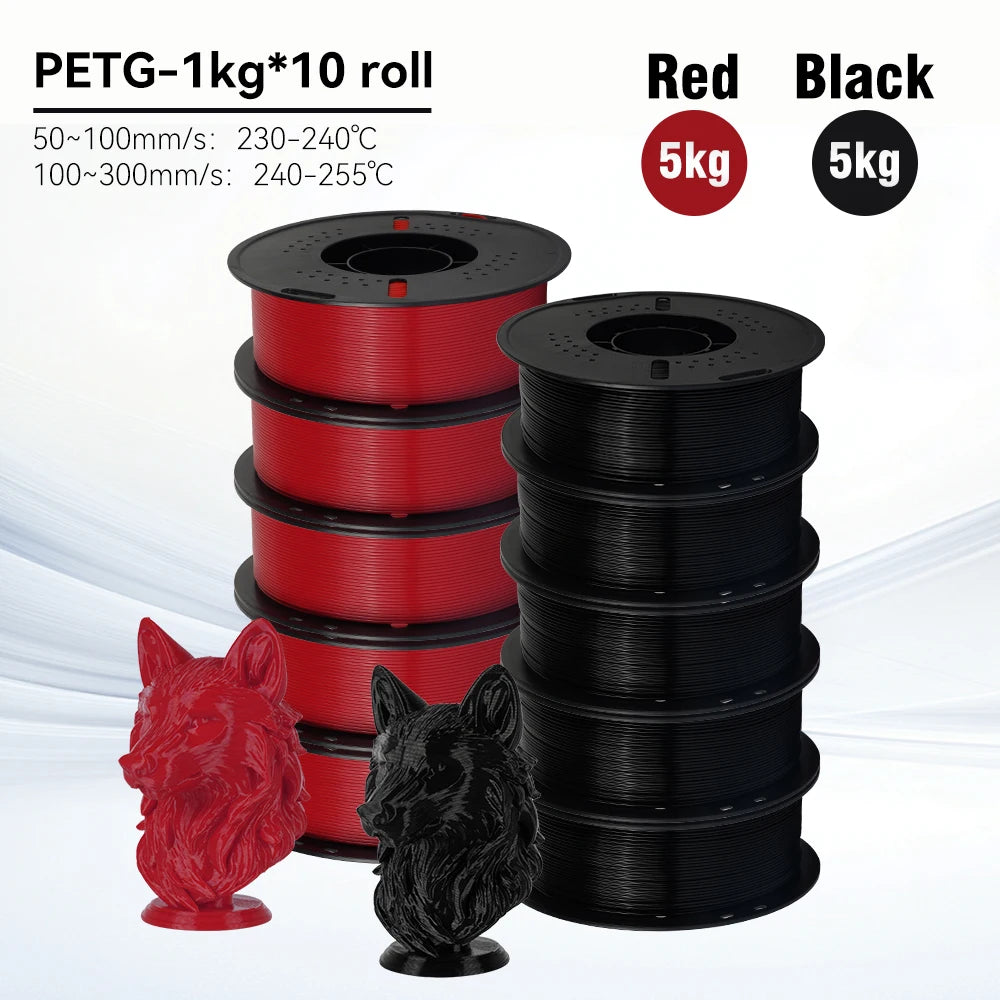 KINGROON 10KG 1.75mm PETG Filament High Quality 3D Printing Eco-friendly Plastic Material Vacuum Packaging 3D Printer Filament Fast Shipping