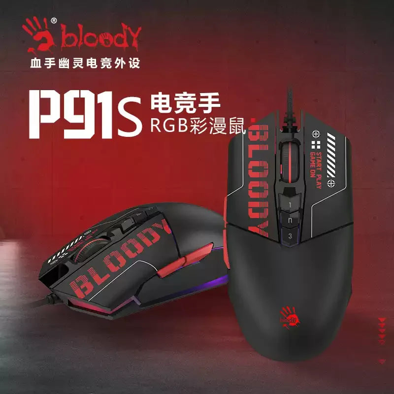 A4tech Bloody P91s P91Pro Wired Mouse Ergonomic Lightweight Design Macro Programming Pc Laptop Accessories E-sports Gaming Mouse
