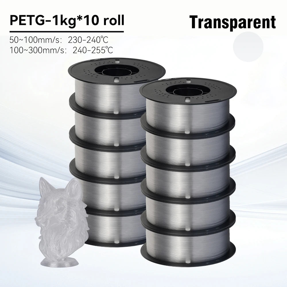 KINGROON 10KG 1.75mm PETG Filament High Quality 3D Printing Eco-friendly Plastic Material Vacuum Packaging 3D Printer Filament Fast Shipping
