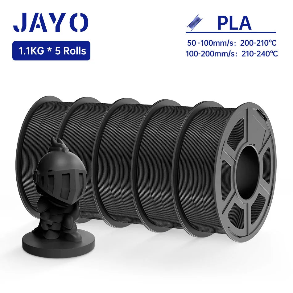 JAYO PLA Filament 1.75MM 5Rolls 3D Printer Filament PLA 100% No Bubble for FDM Coloful 3D Printing Material DIY Gift