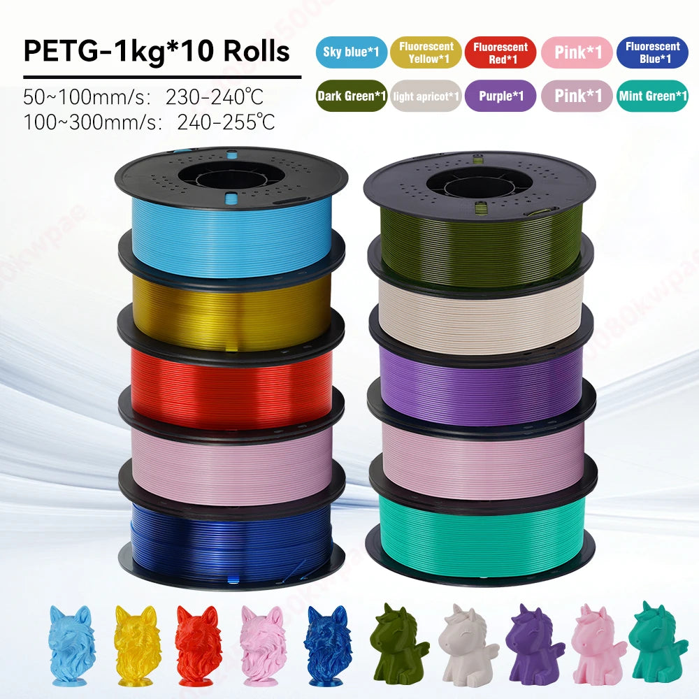 KINGROON 10KG 1.75mm PETG Filament High Quality 3D Printing Eco-friendly Plastic Material Vacuum Packaging 3D Printer Filament Fast Shipping