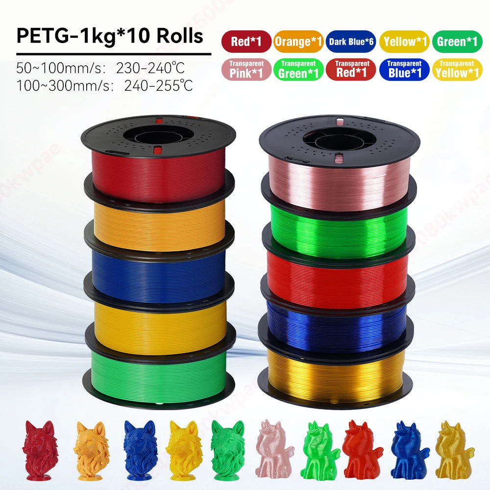 KINGROON 10KG 1.75mm PETG Filament High Quality 3D Printing Eco-friendly Plastic Material Vacuum Packaging 3D Printer Filament Fast Shipping