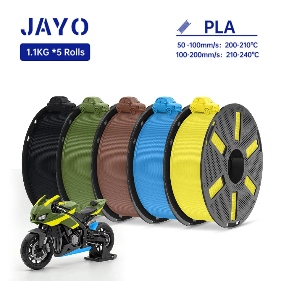 JAYO PLA Filament 1.75MM 5Rolls 3D Printer Filament PLA 100% No Bubble for FDM Coloful 3D Printing Material DIY Gift