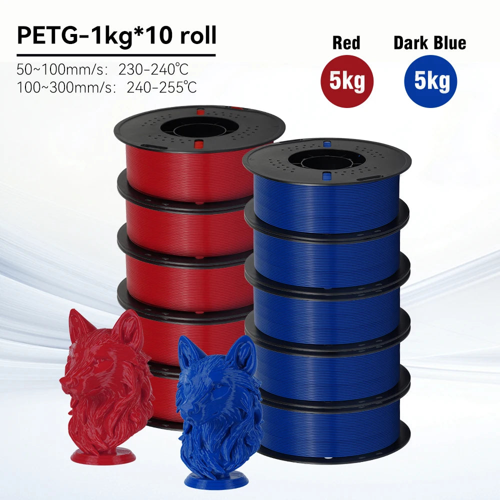 KINGROON 10KG 1.75mm PETG Filament High Quality 3D Printing Eco-friendly Plastic Material Vacuum Packaging 3D Printer Filament Fast Shipping