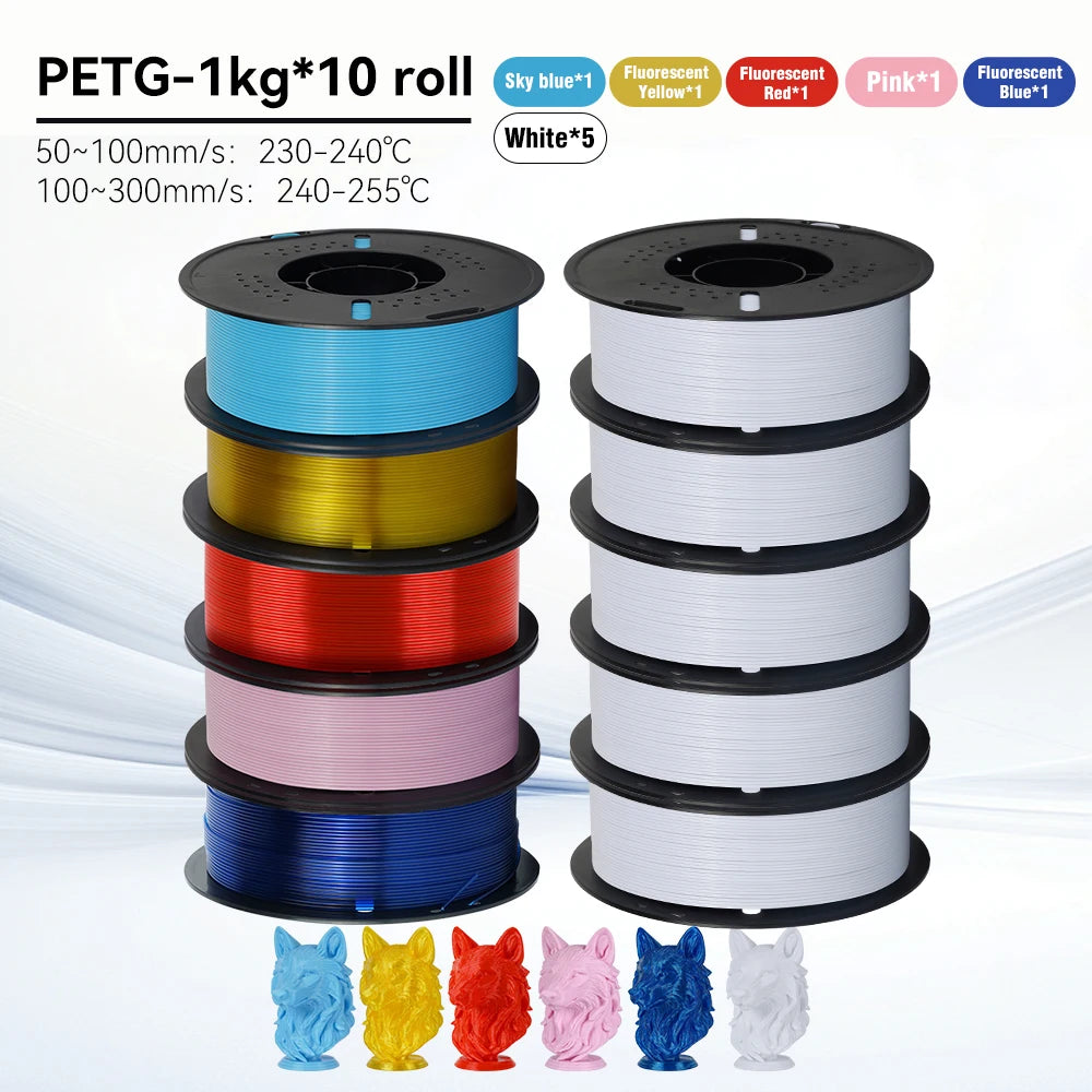 KINGROON 10KG 1.75mm PETG Filament High Quality 3D Printing Eco-friendly Plastic Material Vacuum Packaging 3D Printer Filament Fast Shipping
