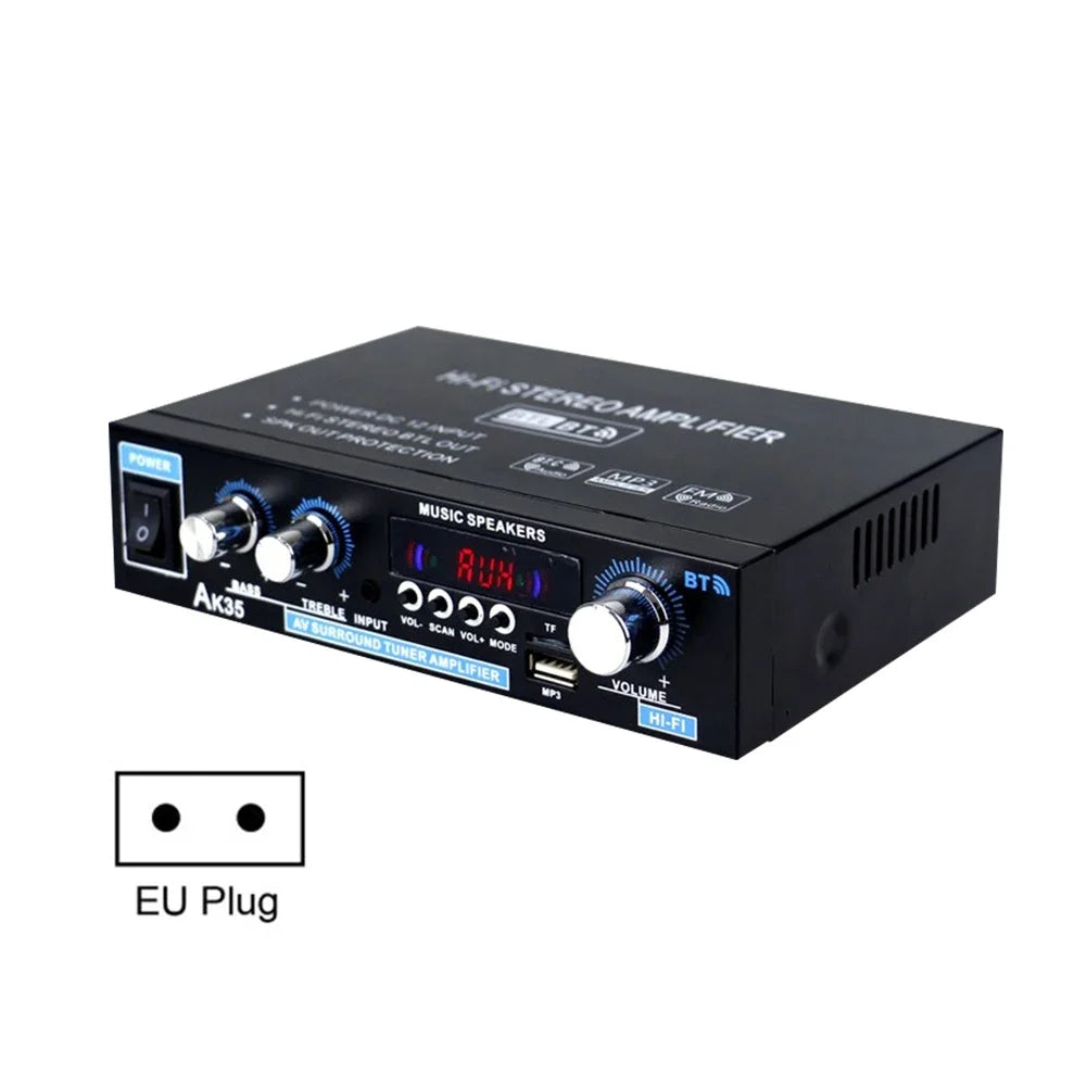 AK-380 800W Home Car Power Amplifier 2 Channel Bluetooth 5.0 Audio Digital Amplifier FM USB Remote Control HIFI Stereo Subwoofer