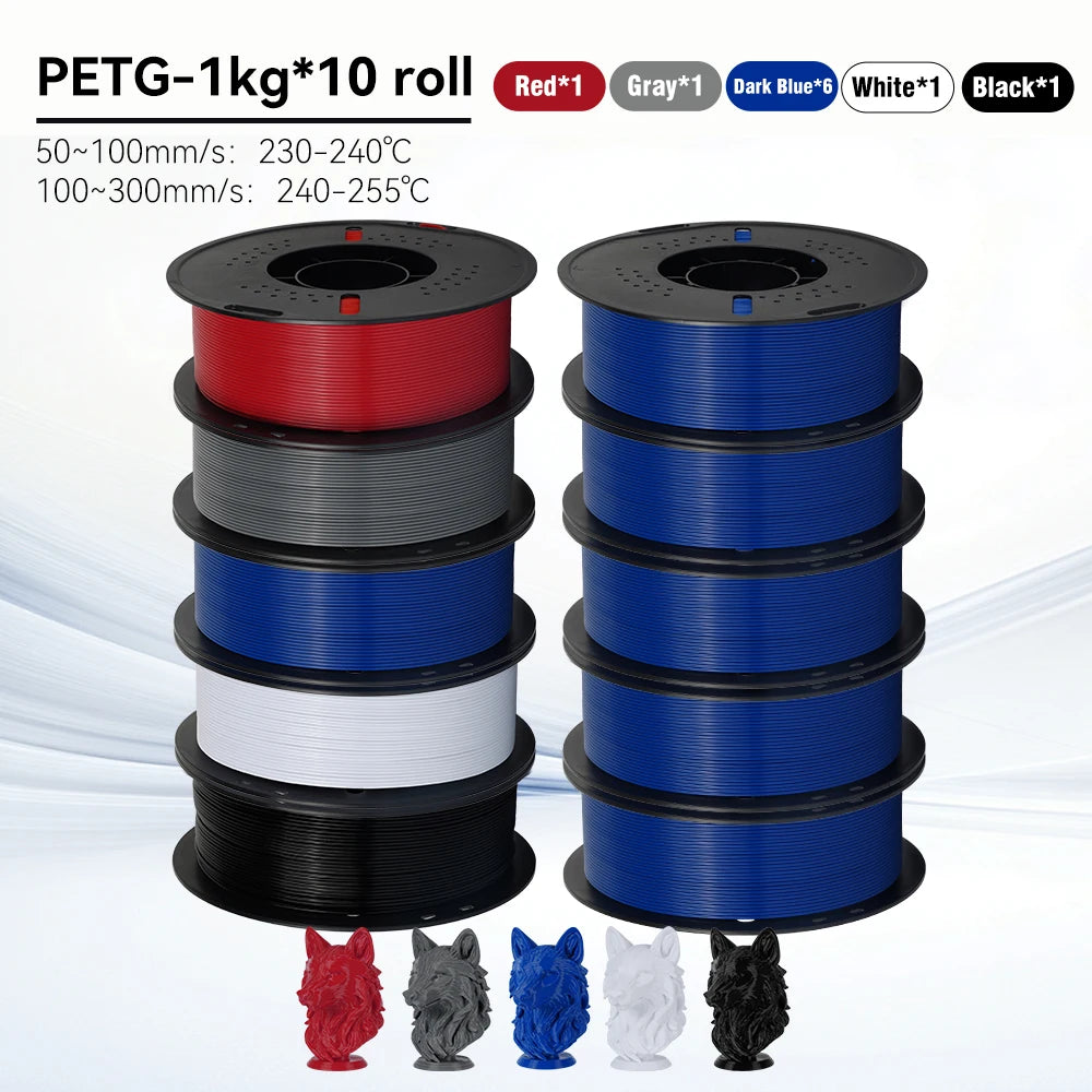 KINGROON 10KG 1.75mm PETG Filament High Quality 3D Printing Eco-friendly Plastic Material Vacuum Packaging 3D Printer Filament Fast Shipping