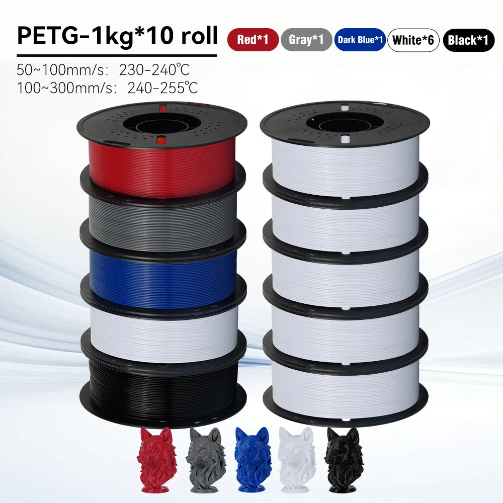 KINGROON 10KG 1.75mm PETG Filament High Quality 3D Printing Eco-friendly Plastic Material Vacuum Packaging 3D Printer Filament Fast Shipping