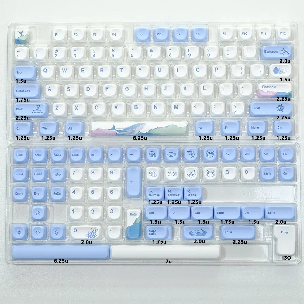 KBDiy 141 Keys/Set KOA Keycap PBT Korean Snow Mountain Keycaps Cute for Gaming Mechanical Keyboards Caps ISO Custom for 61/64/75
